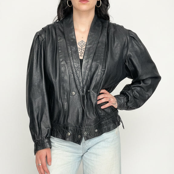 Vintage Bomber Leather Jacket made in Paris 🇫🇷