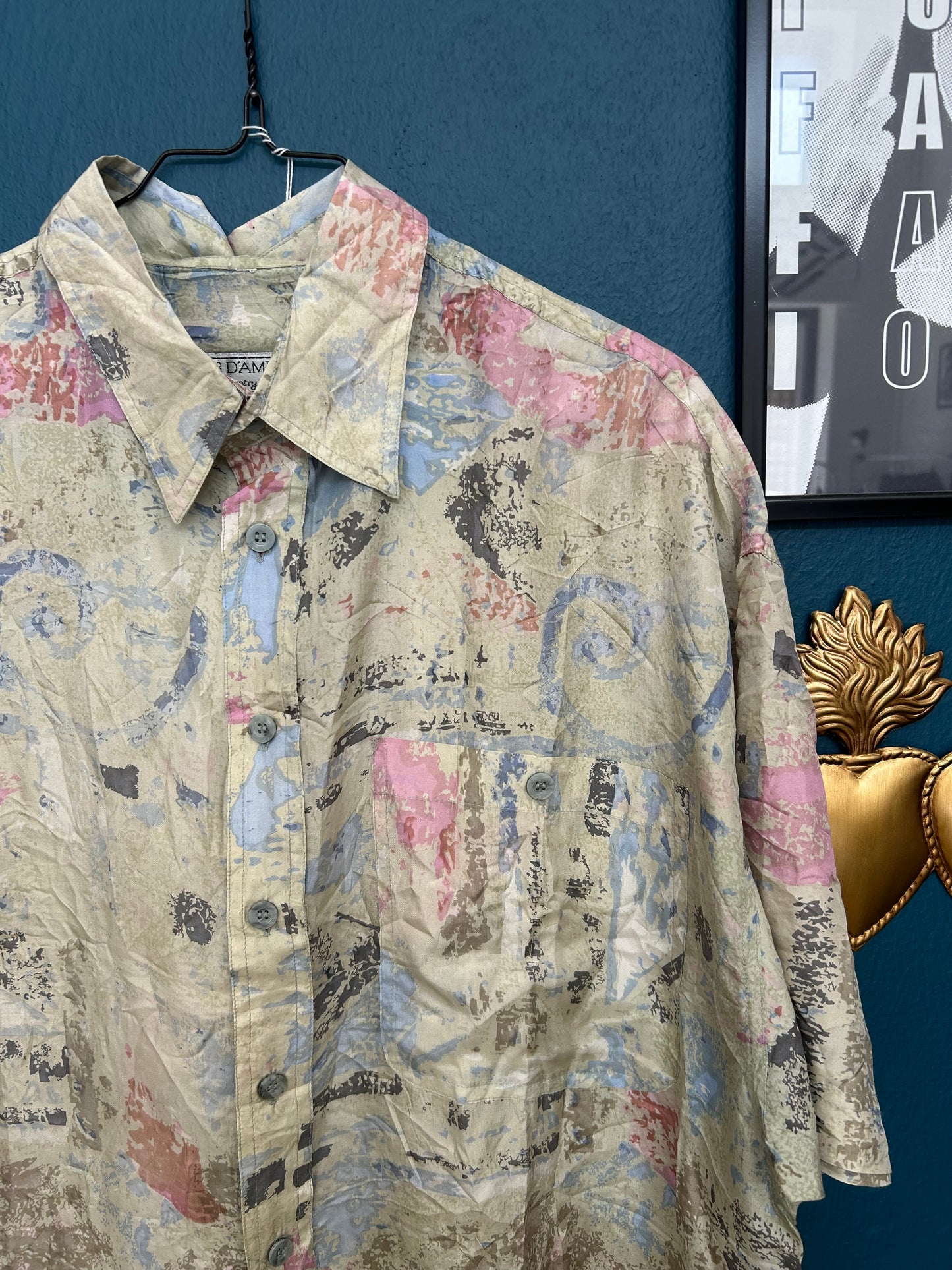Man Shirt Vintage 100% Silk