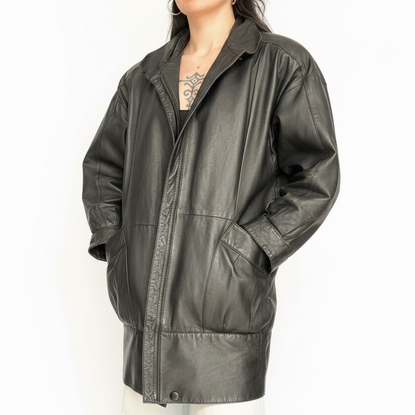Vintage Long Leather Jacket