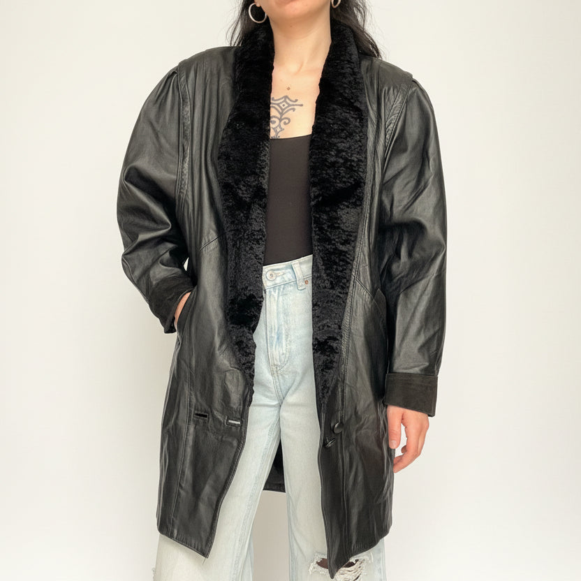 Vintage Long Leather Jacket