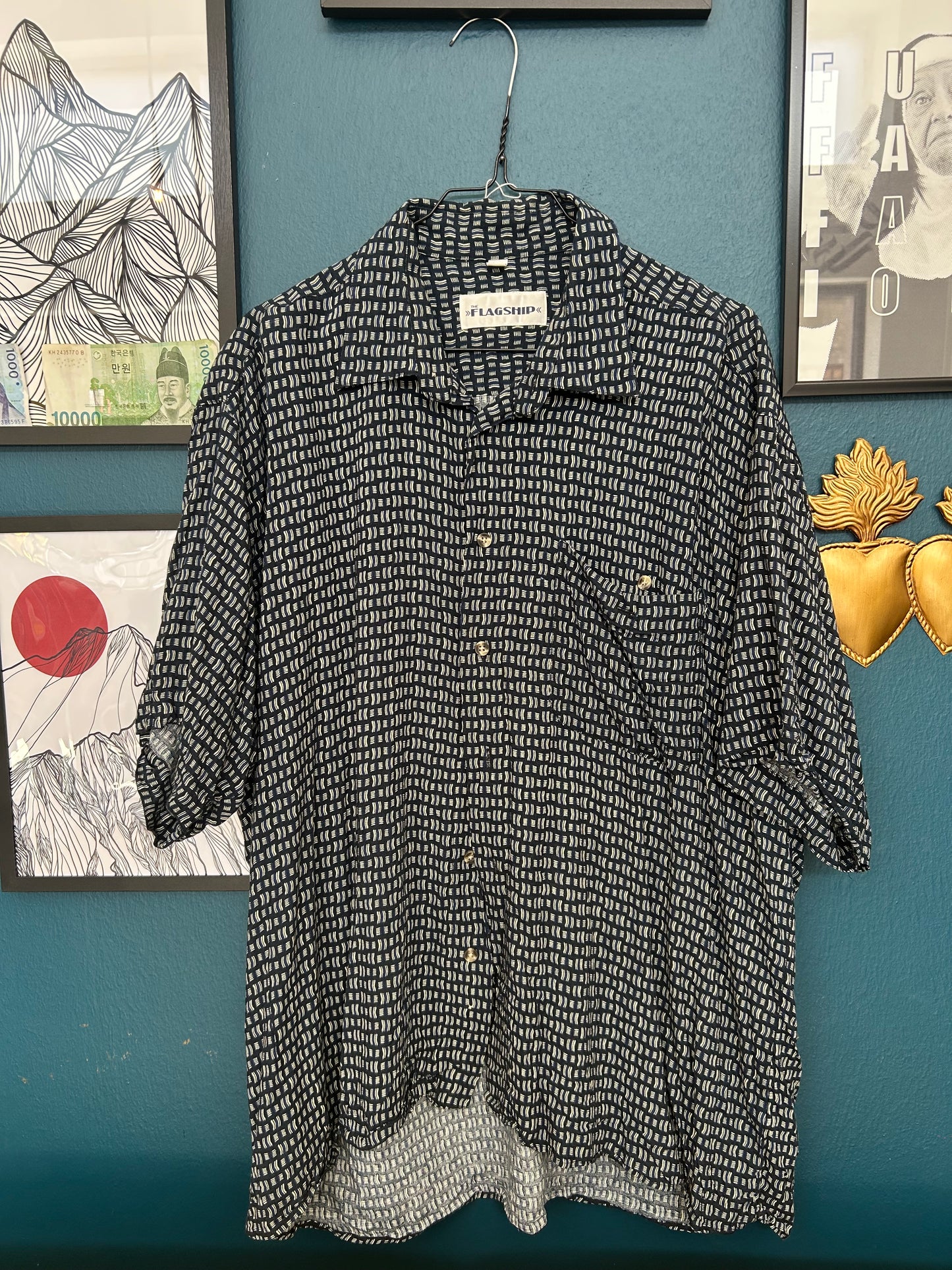 Man Shirt Vintage Geometric Pattern