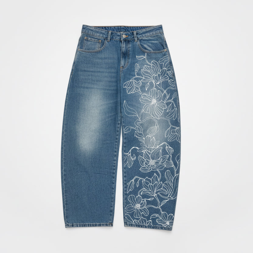 1|1 Baloon Denim Pant “Flowers”