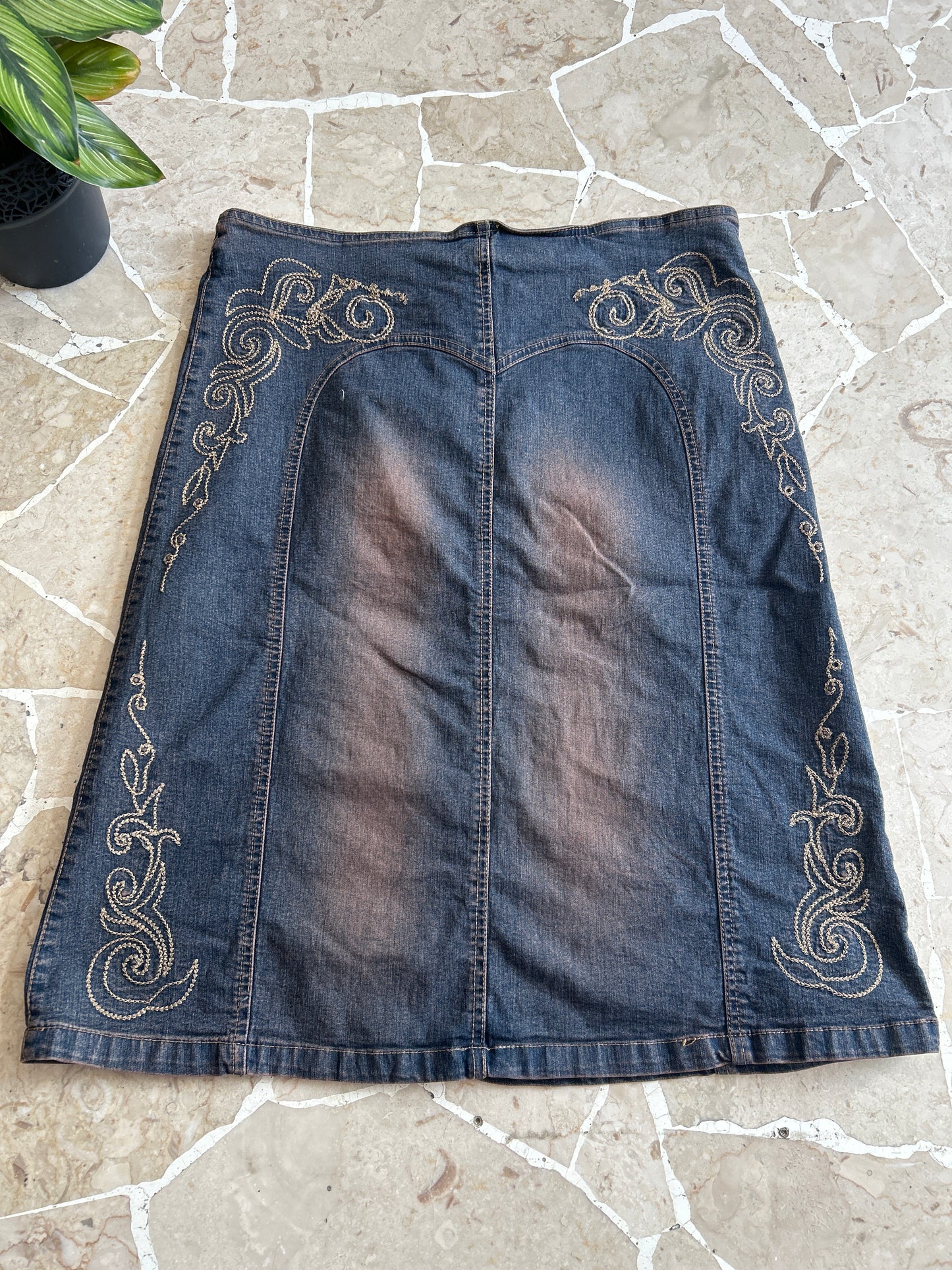 Gonna Jeans anni 2000 con ricami