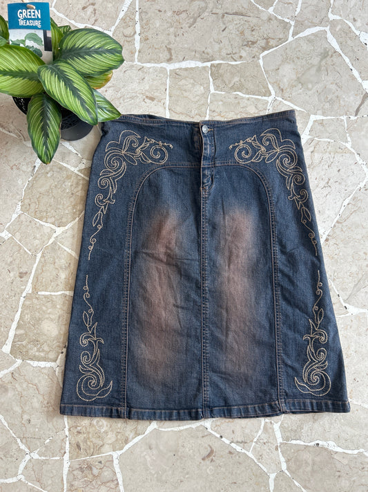Gonna Jeans anni 2000 con ricami