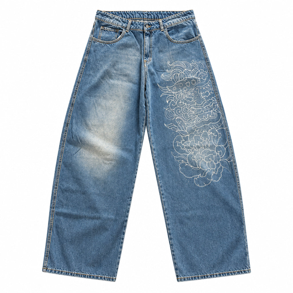 1|1 Baloon Denim Pant “Fu dog”