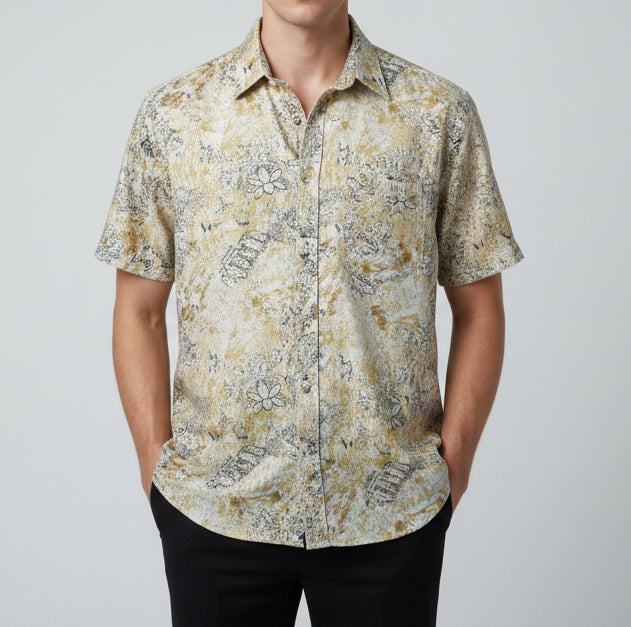 Vintage Man Boxy Shirt Crazy Pattern