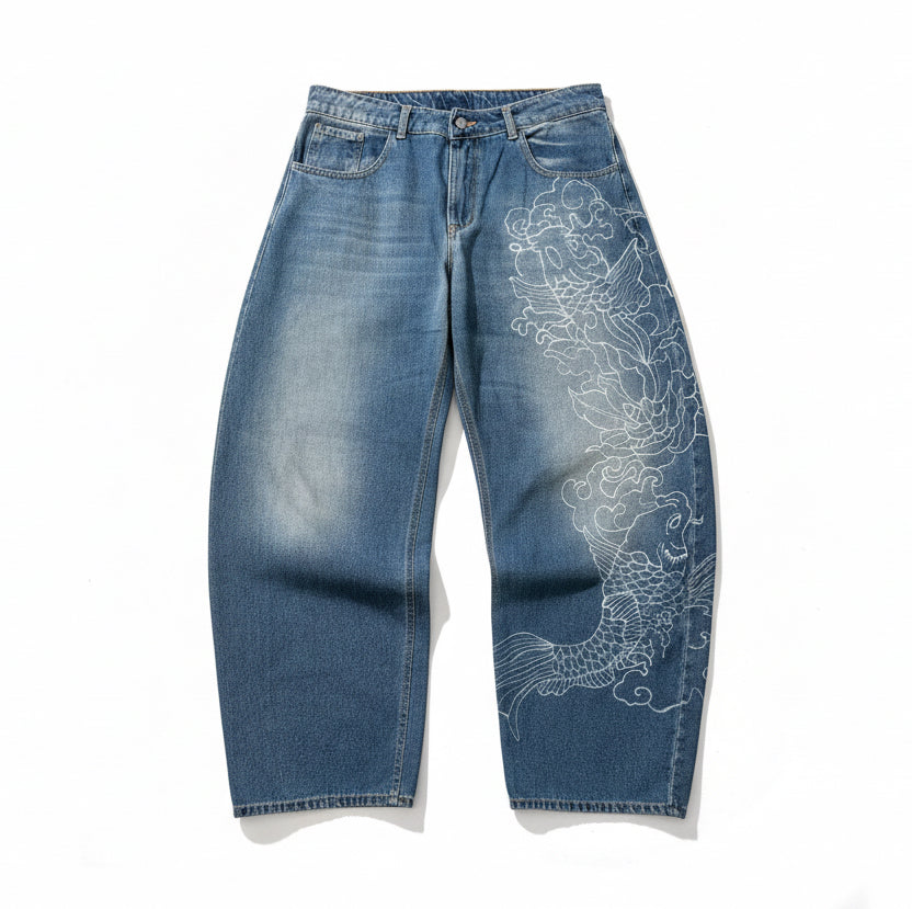 1|1 Denim Baloon Pant “Koi”
